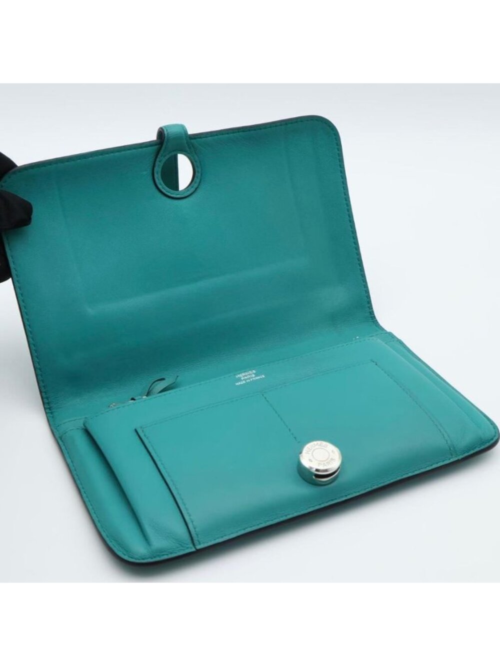 ★SOLD★ Hermes Dogon GM Wallet Swift Blue Paon - Picture 3 of 10